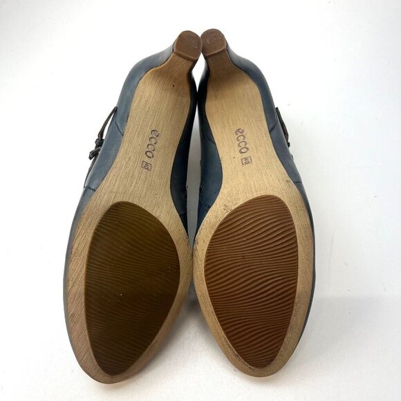 Ecco Ankle Boots Nephi Pumps Booties Blue Leather Ladies Size 40 / 9.5 Leather - Picture 6 of 9